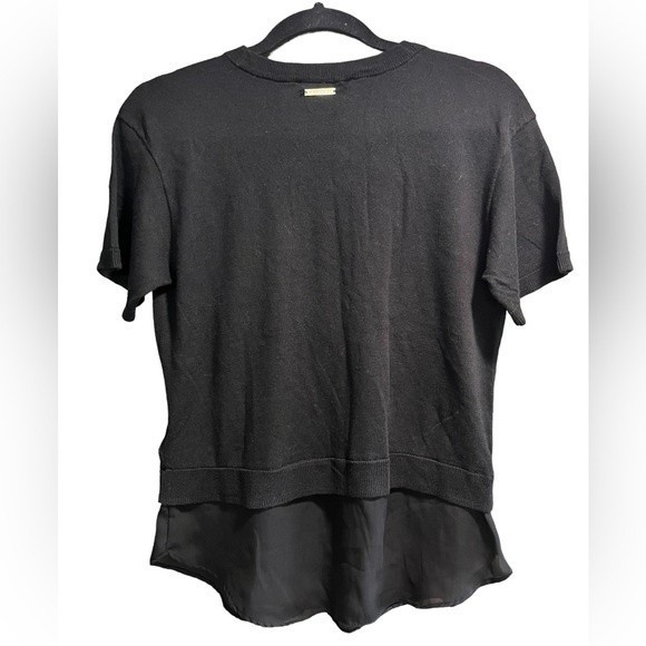 Michael Kors Women's Short Sleeve Black Sweater Top with Sheer Bottom Size Small - Picture 2 of 7